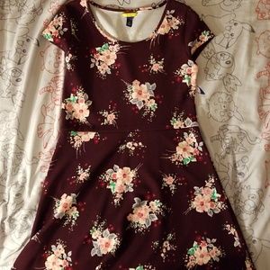 Deep purple flower dress Prince and Fox cap sleeve